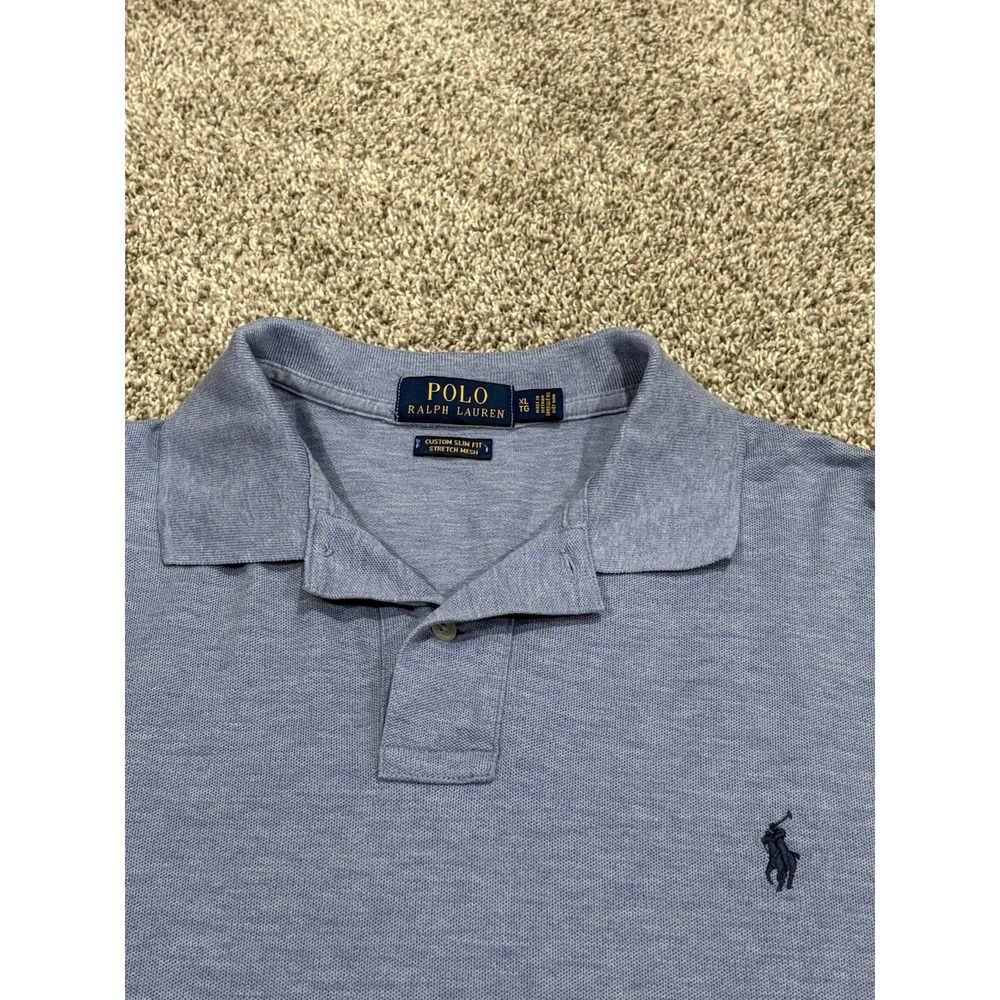 Polo Ralph Lauren Mens Size XL Custom Slim Fit Stretch Short Sleeve Polo Blue